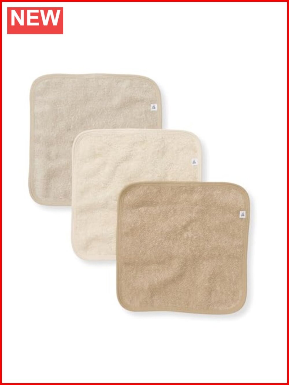Organic Cotton Baby Washcloths 3-Pack 9x9 Knit Terry